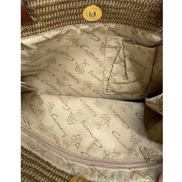 Carmen Raffia Basket Bag Tight weave Leather Straps - Picture 11 of 12